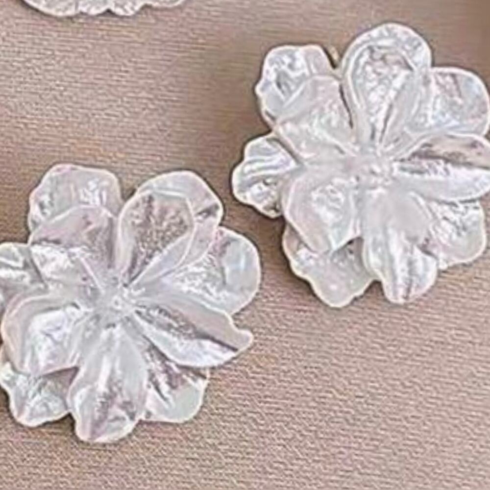 White Flower Earrings Bride